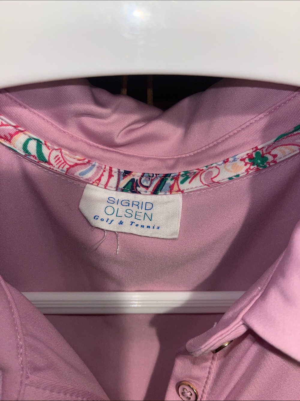 Sigrid Olsen Pale Pink Ruffle Sleeve Polo Tank - Picture 2 of 4
